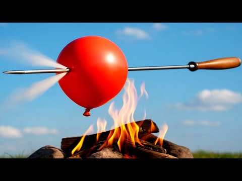 Видео: Шар VS Шампур — Кто кого?! 🔥 Проткнул шар насквозь шампуром! 😳🎈 #эксперимент