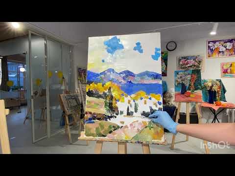 Видео: Пейзаж.Акрил.Техника мастихин