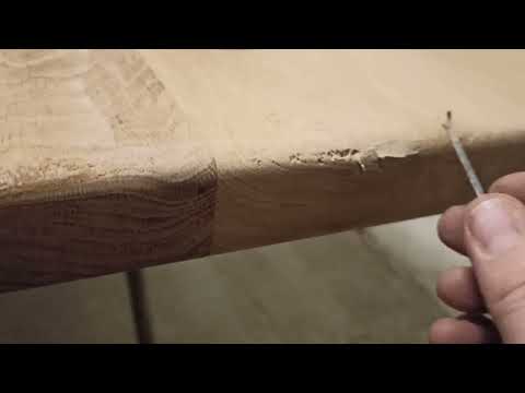 Видео: Дубовый стол, самодельная шпатлёвка в тон щита.