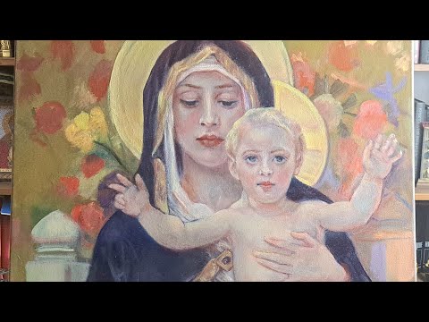 Видео: писать картины быстро как Бугро . Моя Мадонна в стиле Возрождения. Копия Дамы с горностаем Леонардо