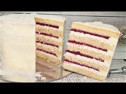 Видео: Знаменитый вкуснейший торт Малиновый РАФАЭЛЛО! Без  желатина! Ручным миксером!