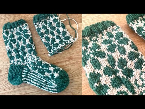 Видео: Жаккард "Цветы" #knittingtutorialforbeginners #knittingsocks #вязаныеноски