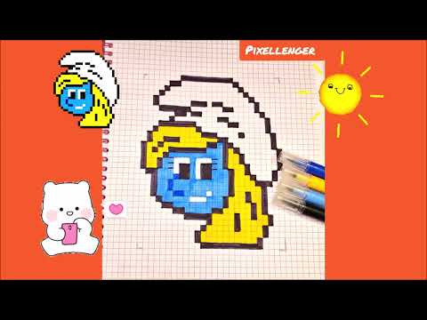 Видео: Как рисовать по клеткам Смурфетту просто Рисунки Пиксель Арт How to draw Smurfette Simple Pixel Art