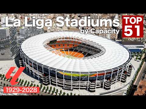 Видео: Топ-51 стадион чемпионата Испании по вместимости (1929–2028, включая будущие реконструкции)