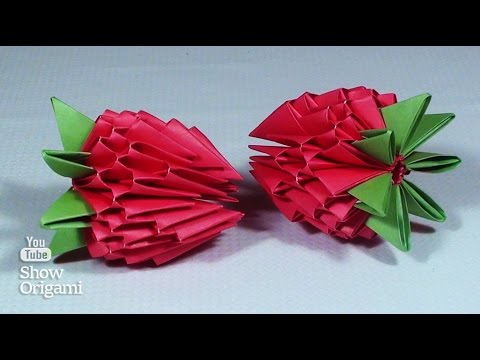 Видео: 3д оригами: КЛУБНИКА ИЗ МОДУЛЕЙ