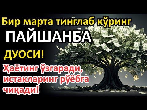 Видео: ПАЙШАНБА куни Пайғамбар Муҳаммад ﷺ дуоси, инша Аллоҳ, омонлик, бойлик ва муваффақият келтиради