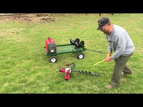 Видео: Электрический землеройный бур для ям под столбы, генератор Honda EU 2000