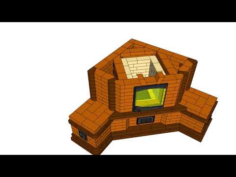 Видео: Угловая каминопечь. Порядовка печи.