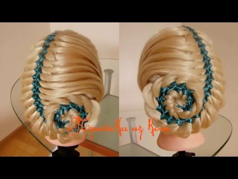 Видео: Причёска из косы. Коса Рыбка-Ёлочка.  Видео урок .