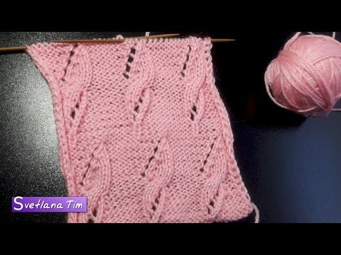Видео: Как связать спицами ажурный узор Завитки. Красивый узор для вязания джемпера и свитера. № 520