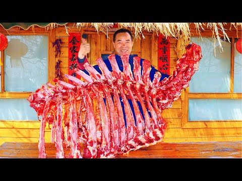 Видео: Весь скелет быка тушится в тоннах специй! Секретный соус навсегда | Дядя Деревенский Гурман