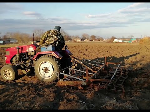 Видео: Закрываю влагу боронами, уничтожаем сорняки. #минитракторСинтай180