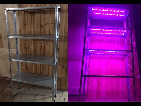 Видео: Светодиодная подсветка стеллажа для рассады / Led lighting of the seedling rack