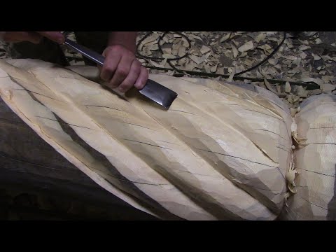 Видео: Художественная рубка бревна .Часть 2-винт