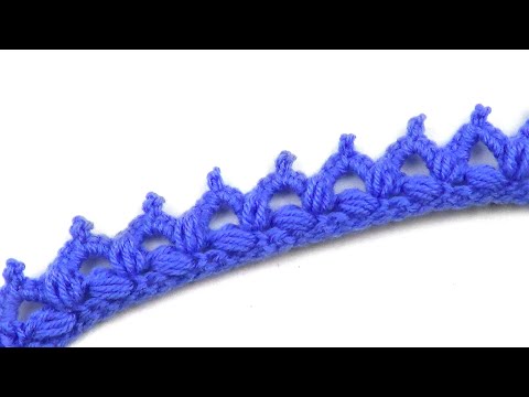 Видео: Зубчатая кайма с пышными столбиками 2   Serrated border with puff stitches