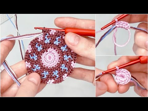Видео: 2 способа начать вязание круга - жаккард крючком / How to start a crochet circle - Tapestry crochet