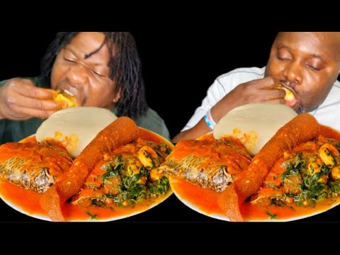 Видео: Асморк: овощное рагу мукбанг и фуфу со звуком: челлендж по поеданию африканской еды