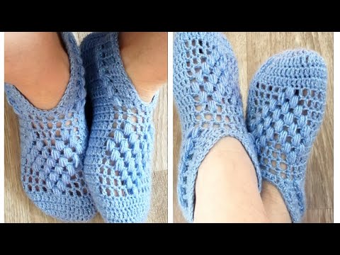 Видео: Мк, следки - тапочки,крючком за 1 час, легко и просто.Подробный мастер класс.