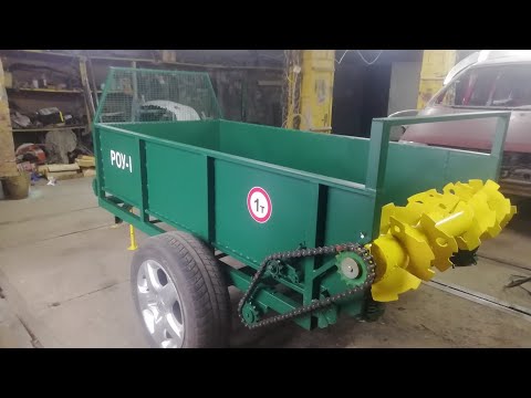 Видео: новый навозорасбрасыватель для минитрактора.