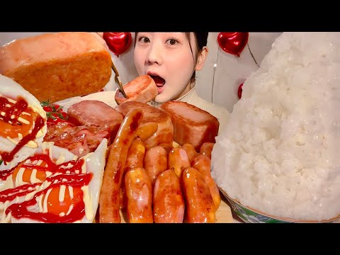 Видео: ASMR шпам сырная колбаса бекон【русские субтитры】【Mukbang/ Eating Sounds】