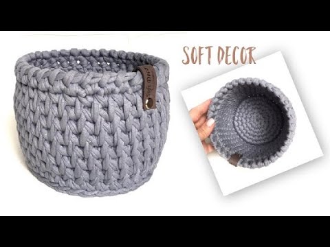 Видео: Круглая корзина из трикотажной пряжи | Узоры крючком | Soft Decor - Татьяна Чакур