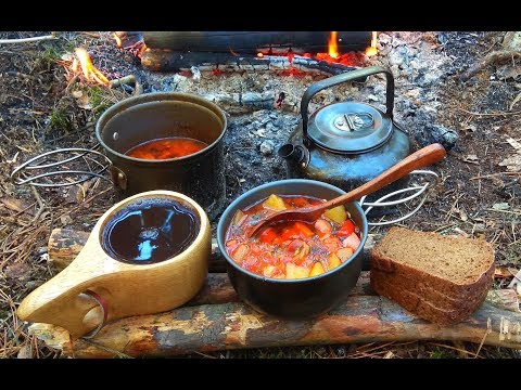 Видео: Одиночный поход. Вкусный супчик на костре.