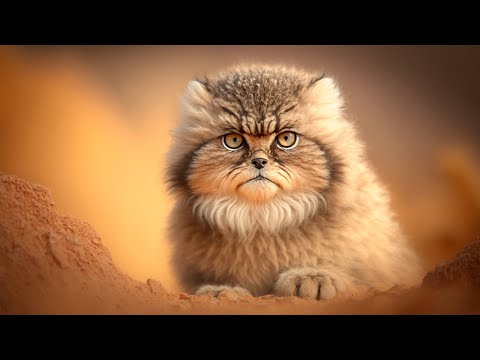 Видео: Злобный, редкий дикий кот! Самый пушистый степной отшельник: МАНУЛ