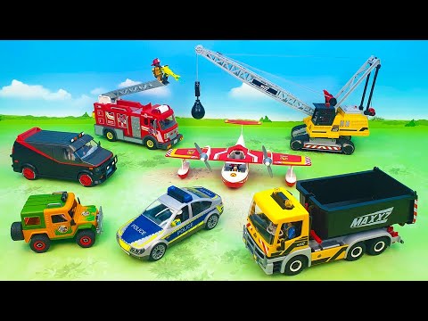Видео: Игрушки Пожарная машина, Полицейская машинка, Экскаватор, Самосвал, Кран | Машинки для детей