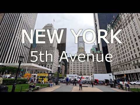 Видео: New York - Walking tour 5th Avenue - NYC / 4К 60fps