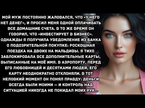 Видео: Мой муж постоянно жаловался, что «у него нет денег», и просил меня одной оплачивать все домашние...