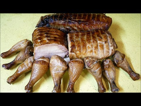 Видео: Копчу Куриные Ножки и Свиное Мясо 2017