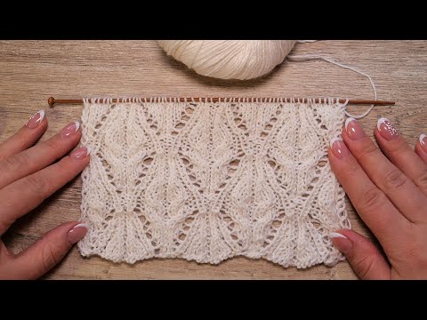 Видео: Японский ажурный узор спицами 🌼 Lace knitting pattern