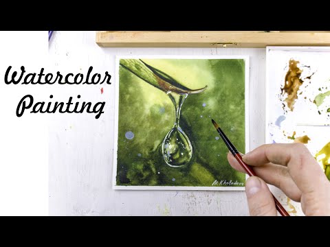 Видео: Как нарисовать каплю воды? Рисунок акварелью.