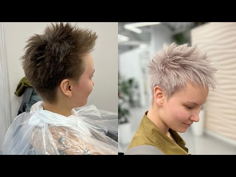Видео: ПЕПЕЛЬНЫЙ(серебристый) БЛОНД на КОРОТКИЕ ВОЛОСЫ