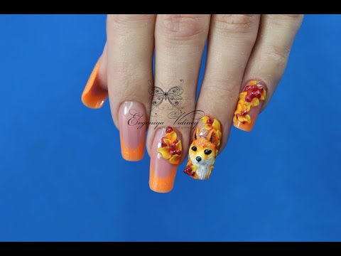 Видео: Лиса Алиса/Коррекция френч/Леплю лису на ногте/Animals nail art