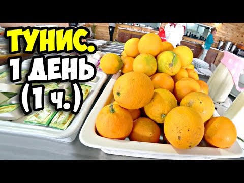 Видео: Тунис || 1 день (1 ч)  || Чем кормят в отелях Туниса на завтрак || Обзор территории Delphin el Habib