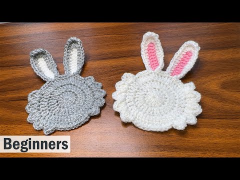 Видео: Как связать подставку в виде кролика крючком / Аппликация «Кролик крючком» Free Pattern