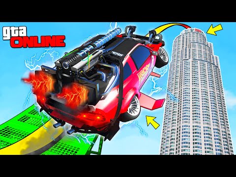 Видео: КАК ВЫСОКО СЛУЧАЙНАЯ МАШИНА УЛЕТИТ С ТРАМПЛИНА? ЭКСПЕРИМЕНТЫ В ГТА 5 ОНЛАЙН!