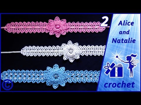 Видео: Ажурная вязаная повязка на голову. Alice - Crochet