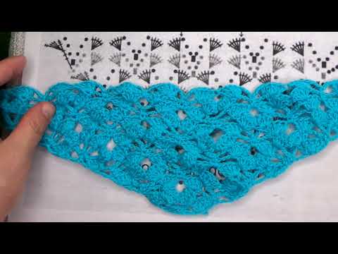 Видео: Красивая Бирюзовая ШАЛЬ по схеме , Вязание КРЮЧКОМ , crochet shawl ( шаль № 355)