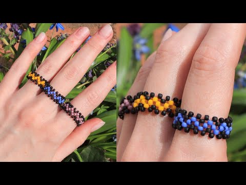 Видео: Кольцо из бисера волна в технике крестик