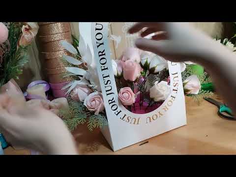 Видео: Мыловарение /Букет из пенных роз в сумке-переноске