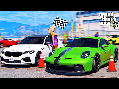 Видео: РЕАЛЬНАЯ ЖИЗНЬ В GTA 5 - ПОРШ 911 ПРОТИВ ФЕРРАРИ СФ90! ВЫИГРАЛИ 5.000$ В УЛИЧНЫХ ГОНКАХ! 🌊ВОТЕР