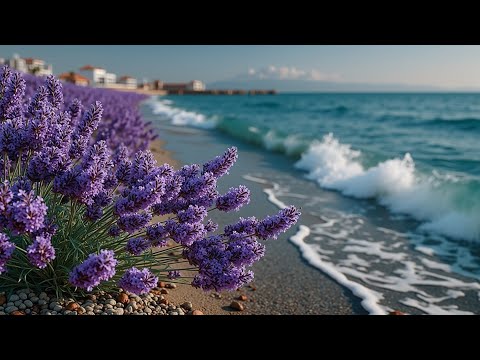 Видео: Расслабляющая Гитарная Музыка | Морские Волны и Лаванда | Акустическая Гитара для Глубокого Сна