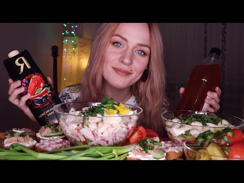 Видео: MUKBANG | Окрошка томатная и на квасе, бутерброды | Okroshka tomato and kvass soup не ASMR