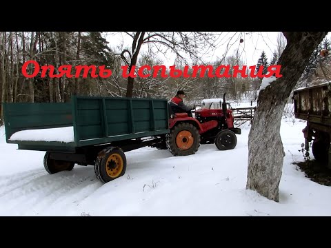 Видео: Шифенг Shifeng SF-240 с прицепом по снегу