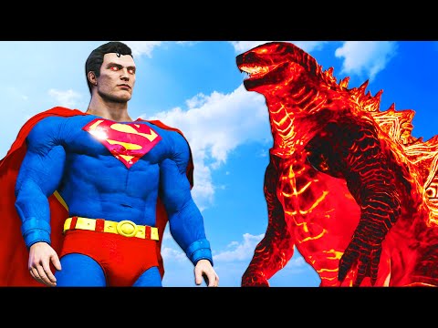 Видео: Годзилла огонь против супермена (классика) - эпическая битва
