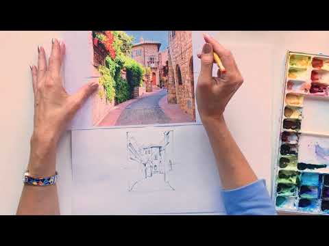 Видео: #3 Рисуем акварелью: старая улочка