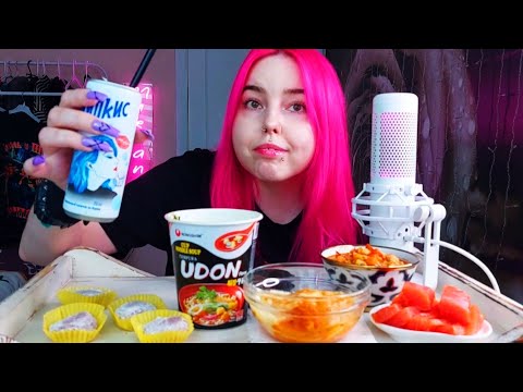 Видео: Лапша б/п ,токпокки ,красная рыба,рагу и моти мукбанг/mukbang