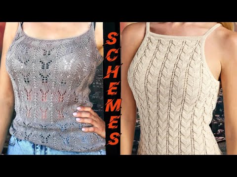 Видео: Обалденные топы, майки, схемы, вязание спицами. Awesome tops, vests, patterns, knitting.